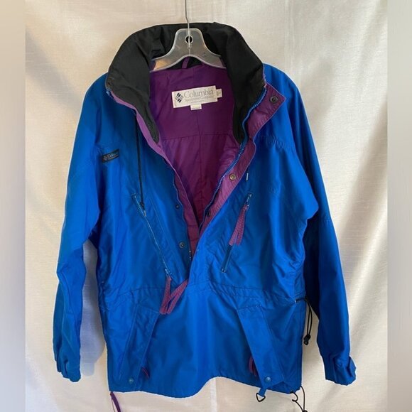 Vintage 1989 Teal and Violet Columbia Anorak  Ski Jacket Mens SM - Picture 4 of 16